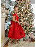 Cap Sleeves Red Lace Flower Girl Dress Christmas Dress